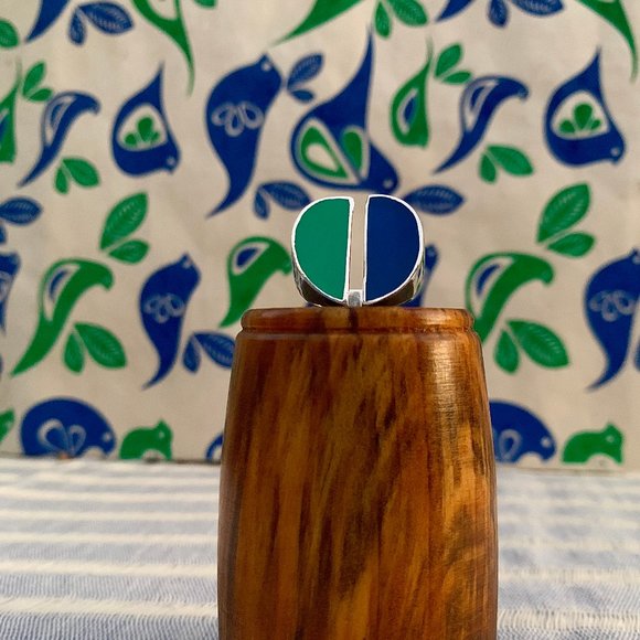 Vintage Calder inspired modernist enameled sterling silver ring - Picture 8 of 8